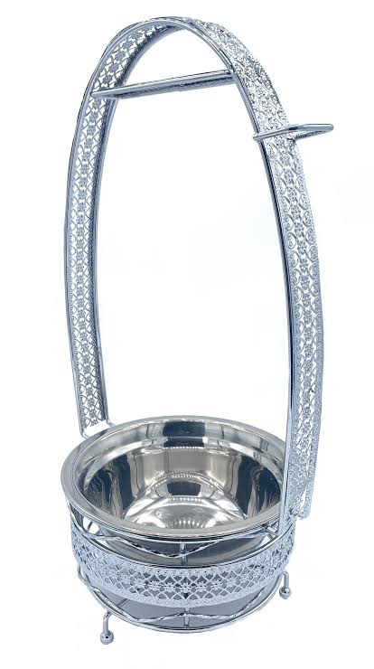 Chrome hookah charcoal holder basket with handle